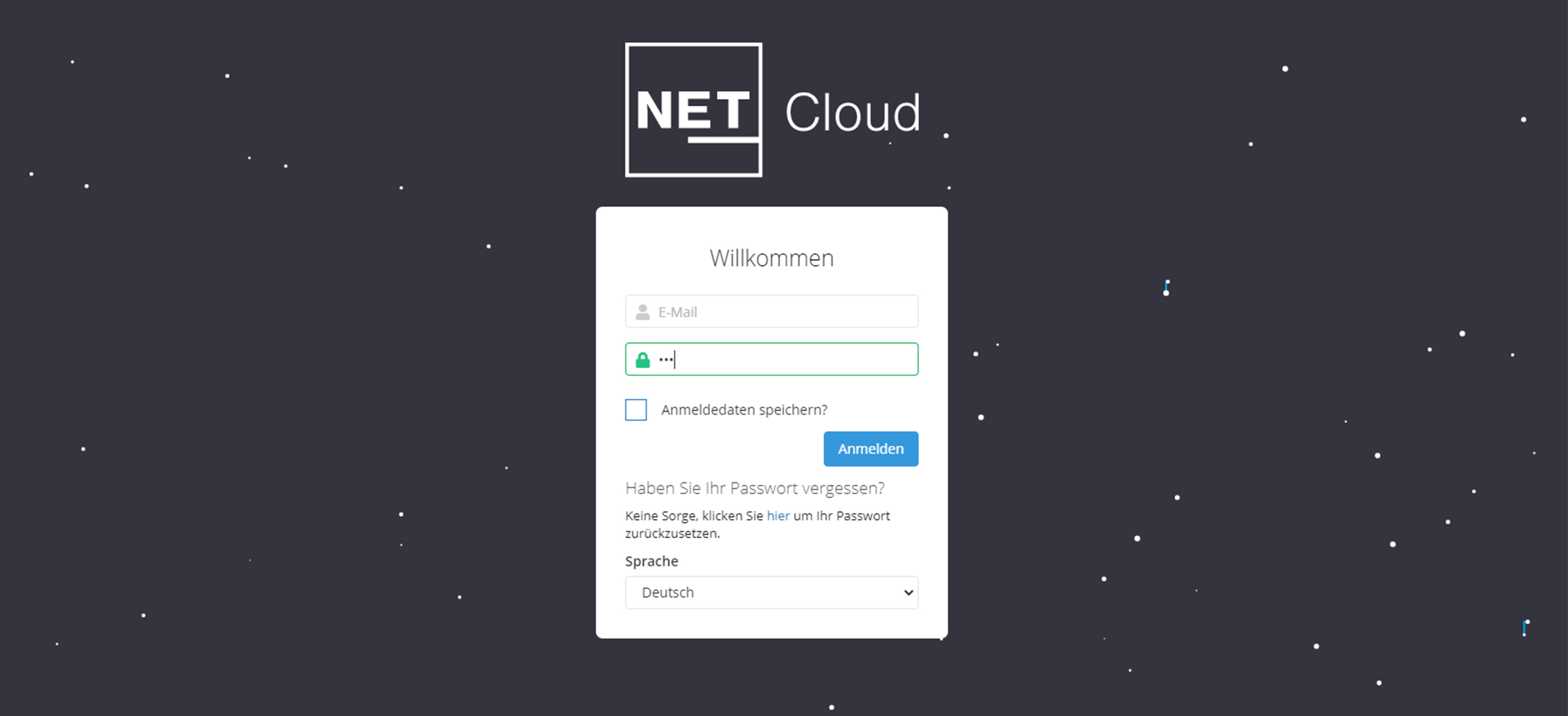 Login Screen in NET Cloud
