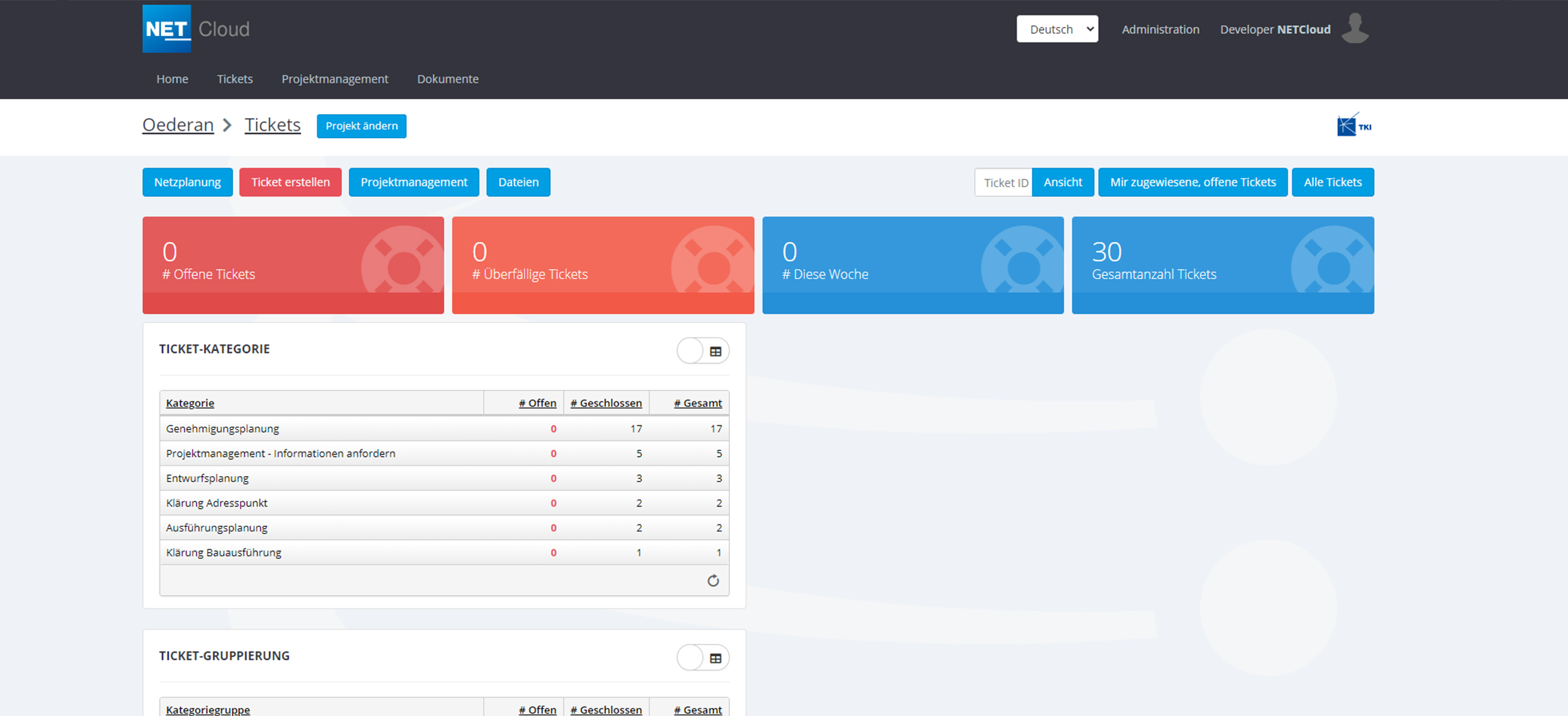 Ticket System in NET Cloud